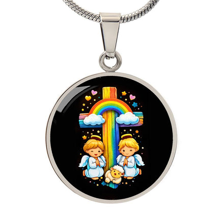 Angels & Lamb Circle Necklace – Christian Gift for Kids