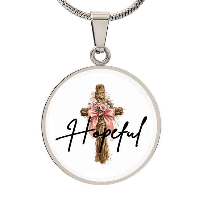 Hopeful Flower Cross Christian Circle Necklace | Mother's Day Gift for Mom | Faith Gift