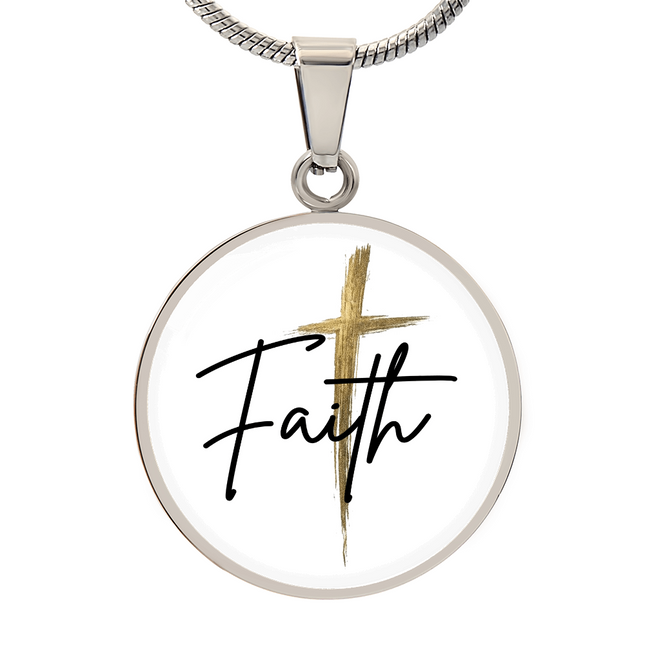 Faith Cross Gold Christian Necklace | Luxury Graphic Circle Pendant