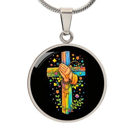 Praying Hands Circle Necklace – Christian Gift for Kids
