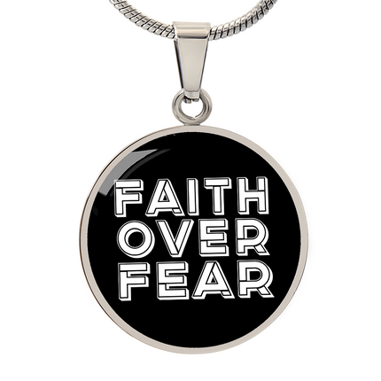 Faith Over Fear Graphic Circle Necklace – Christian Gift