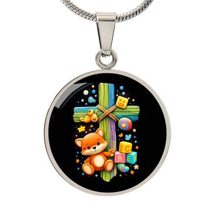 Kitten & ABC Blocks Circle Necklace – Christian Gift for Kids