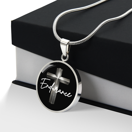 Endurance Cross Circle Pendant Necklace – Christian Gift for Men