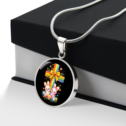 Easter Bunnies Circle Necklace – Christian Gift for Kids
