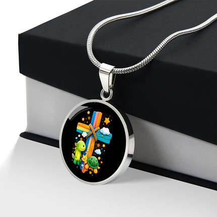 Dinosaur & Turtle Circle Necklace – Christian Gift for Kids