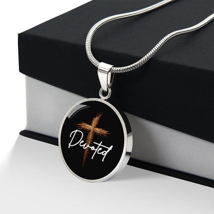 Devoted Cross Circle Pendant Necklace – Christian Gift for Men