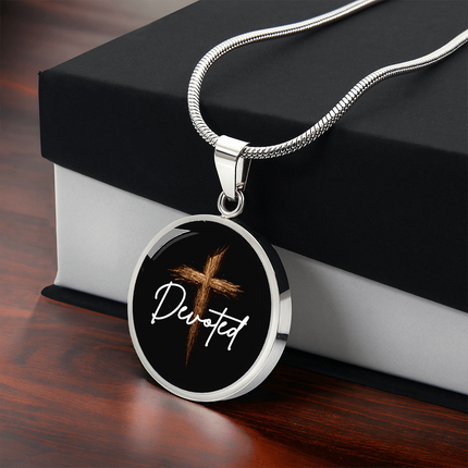 Devoted Cross Circle Pendant Necklace – Christian Gift for Men