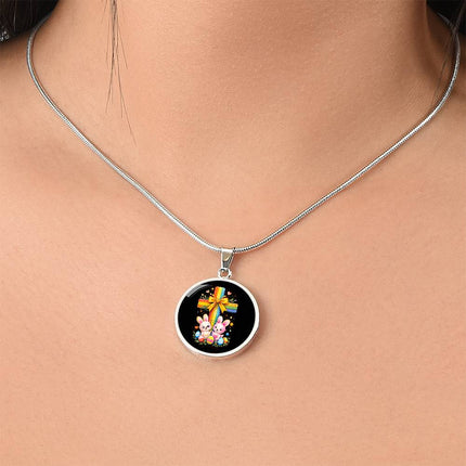 Easter Bunnies Circle Necklace – Christian Gift for Kids