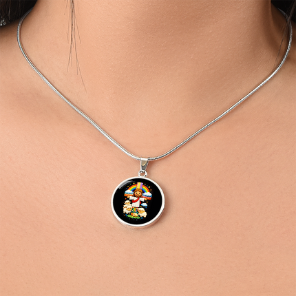 Jesus With the Sheep Circle Necklace – Christian Gift for Kids