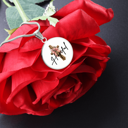 Hopeful Flower Cross Christian Circle Necklace | Mother's Day Gift for Mom | Faith Gift