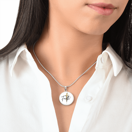 Faith Cross Gold Christian Necklace | Luxury Graphic Circle Pendant