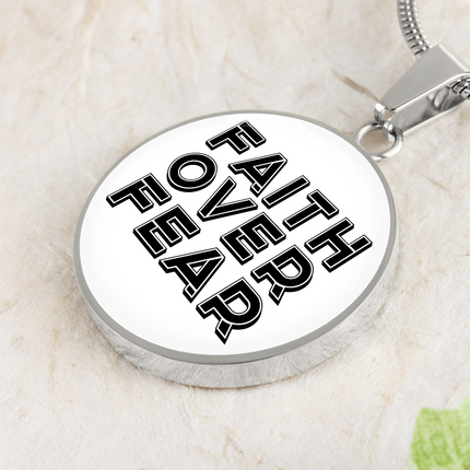 Faith Over Fear Circle Necklace – Christian Gift for Women