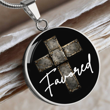 Favored Cross Circle Pendant Necklace – Christian Gift for Men