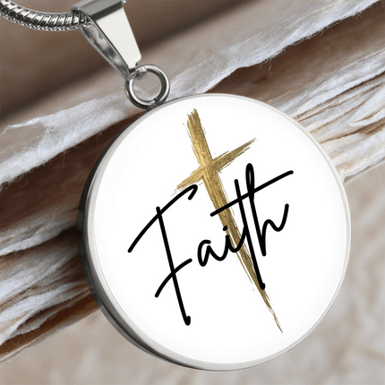 Faith Cross Gold Christian Necklace | Luxury Graphic Circle Pendant