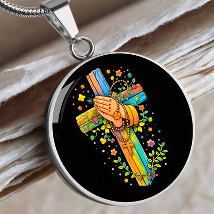Praying Hands Circle Necklace – Christian Gift for Kids