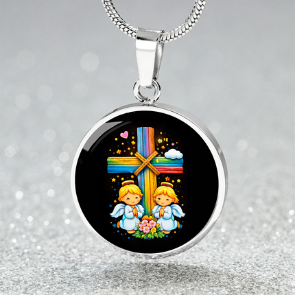 Praying Angels Circle Necklace – Christian Gift for Kids
