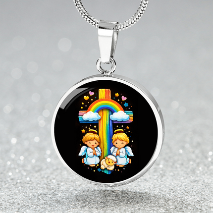 Angels & Lamb Circle Necklace – Christian Gift for Kids