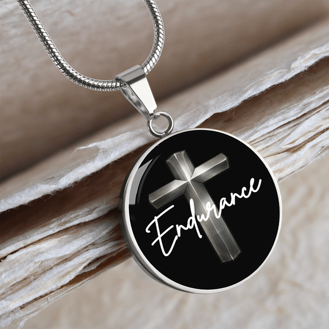 Endurance Cross Circle Pendant Necklace – Christian Gift for Men
