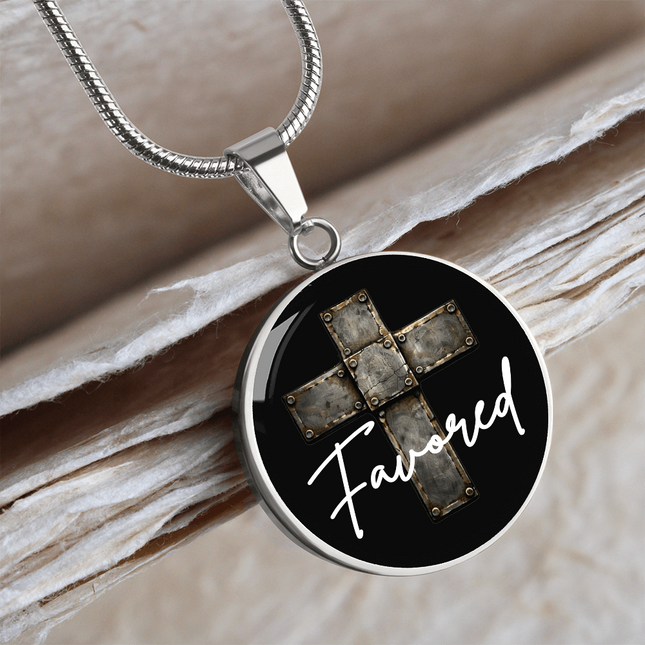 Favored Cross Circle Pendant Necklace – Christian Gift for Men