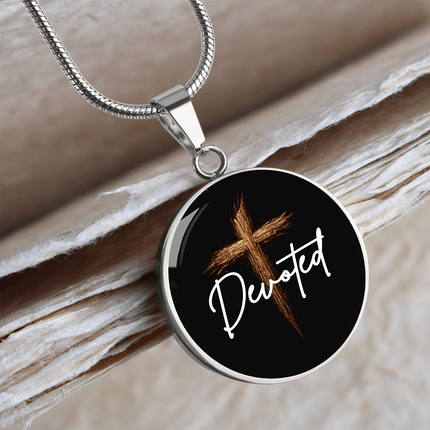 Devoted Cross Circle Pendant Necklace – Christian Gift for Men