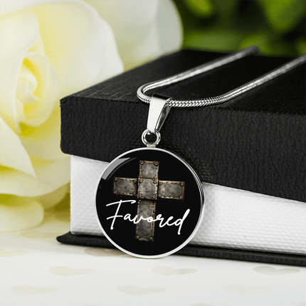 Favored Cross Circle Pendant Necklace – Christian Gift for Men