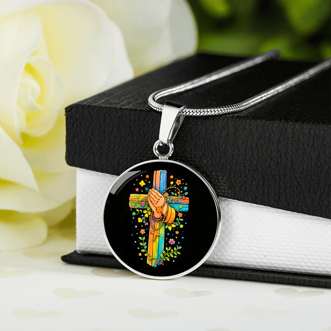 Praying Hands Circle Necklace – Christian Gift for Kids