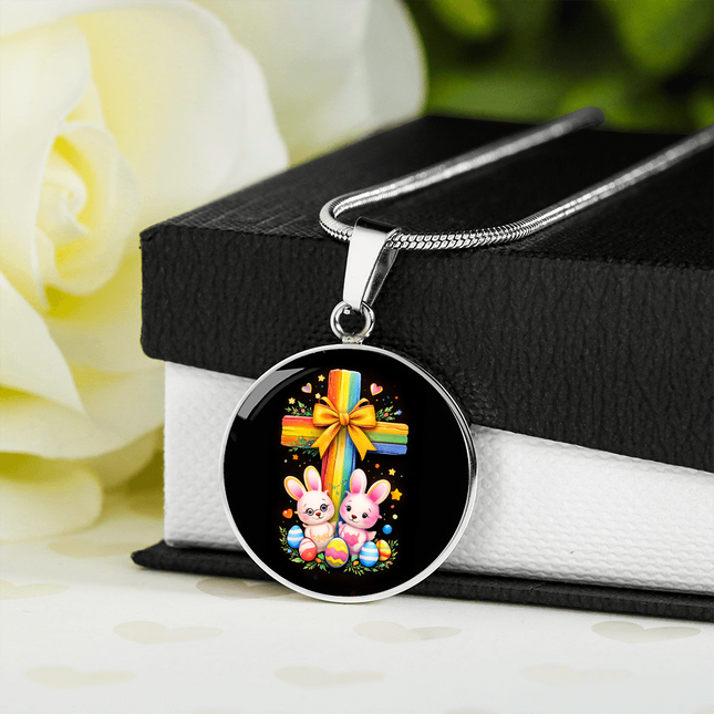 Easter Bunnies Circle Necklace – Christian Gift for Kids