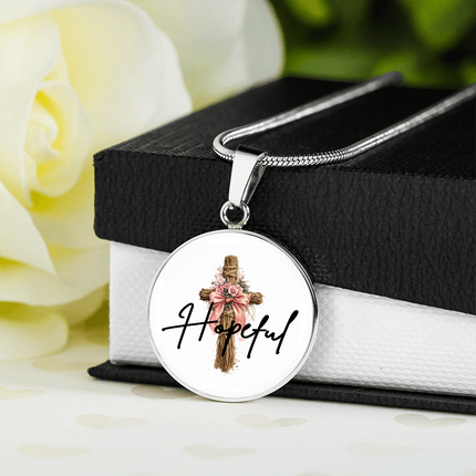 Hopeful Flower Cross Christian Circle Necklace | Mother's Day Gift for Mom | Faith Gift