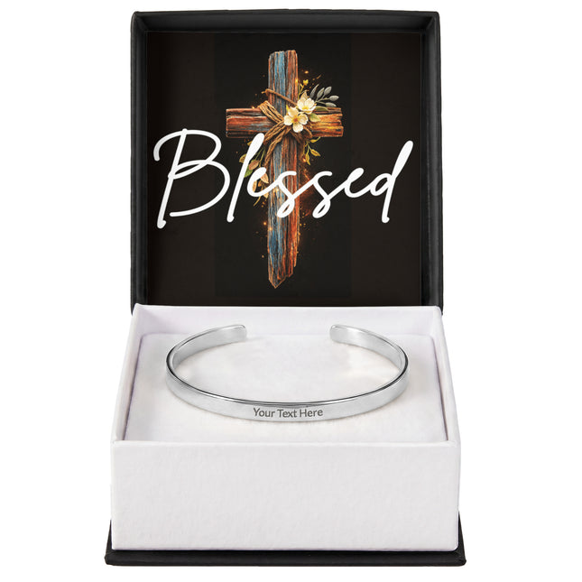 Blessed | Christian Engraved Cuff Bracelet | Gift for Her