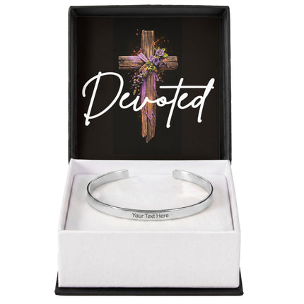 Devoted | Christian Engraved Cuff Bracelet | Gift for Her