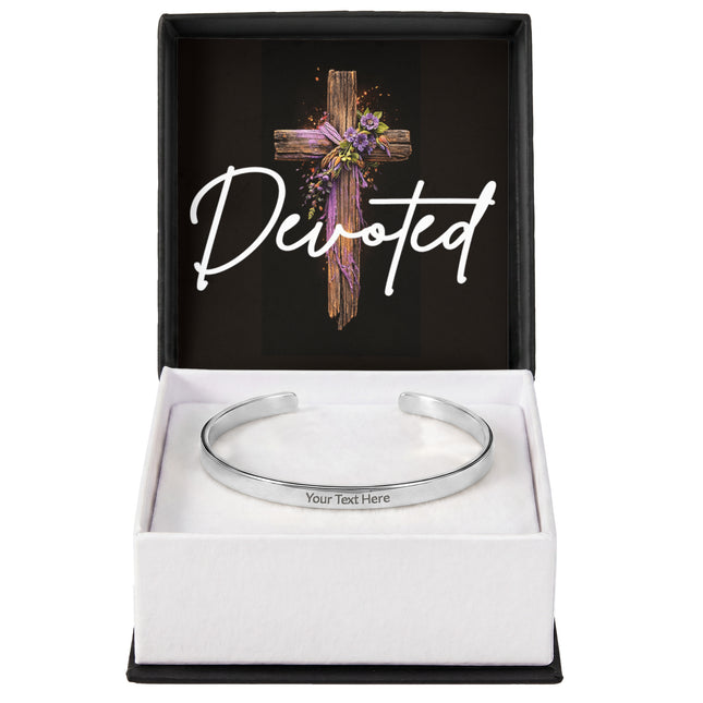 Devoted | Christian Engraved Cuff Bracelet | Gift for Her