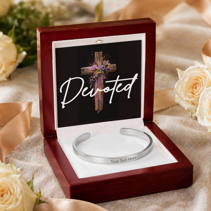 Devoted | Christian Engraved Cuff Bracelet | Gift for Her