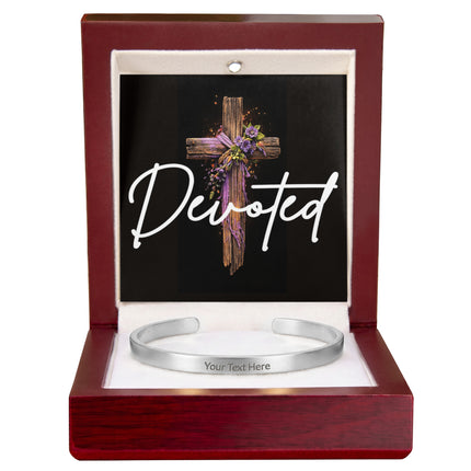 Devoted | Christian Engraved Cuff Bracelet | Gift for Her