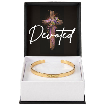 Devoted | Christian Engraved Cuff Bracelet | Gift for Her