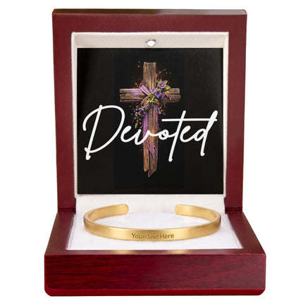 Devoted | Christian Engraved Cuff Bracelet | Gift for Her