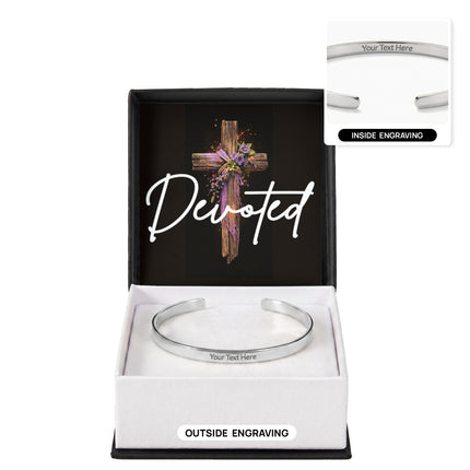 Devoted | Christian Engraved Cuff Bracelet | Gift for Her