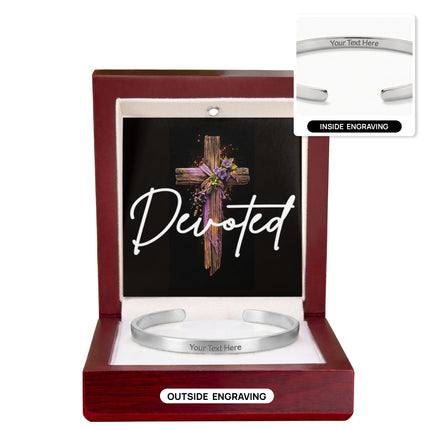 Devoted | Christian Engraved Cuff Bracelet | Gift for Her