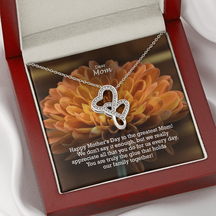 Dear Mom | Christian Heart-to-Heart Pendant Necklace | Mother's Day Gift for Mom | Faith Gift