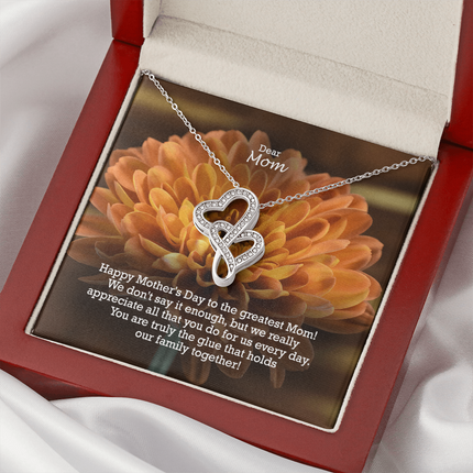 Dear Mom | Christian Heart-to-Heart Pendant Necklace | Mother's Day Gift for Mom | Faith Gift