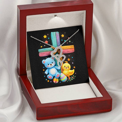 Rainbow Cross Teddy Bear | Christian Heart-to-Heart Pendant Necklace | Gift for Kids