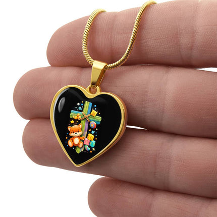 Kitten & ABC Blocks Heart Necklace – Christian Gift for Kids
