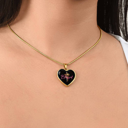 Inspiring Heart Cross Graphic Heart Necklace – Christian Gift for Women