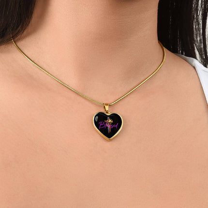 Inspiring Heart Cross Graphic Heart Necklace – Christian Gift for Women