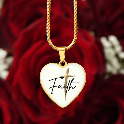 Faith Cross Gold Christian Heart Necklace | Luxury Pendant Gift