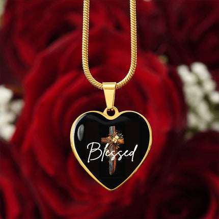 Inspiring Heart Cross Graphic Heart Necklace – Christian Gift for Women