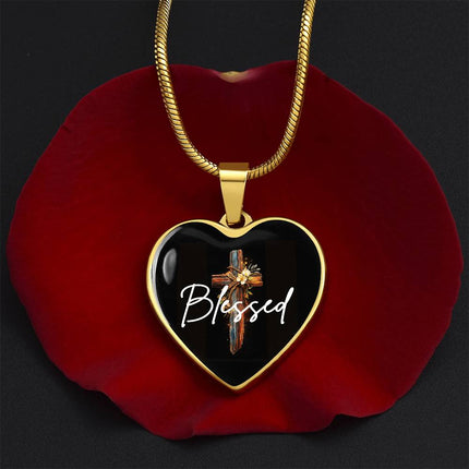 Inspiring Heart Cross Graphic Heart Necklace – Christian Gift for Women