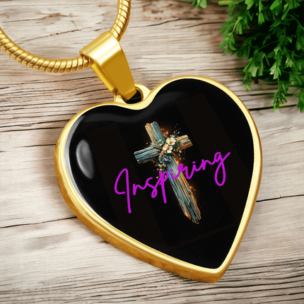 Inspiring Heart Cross Graphic Heart Necklace – Christian Gift for Women