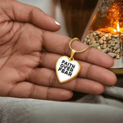 Faith Over Fear Heart Necklace – Christian Gift for Women