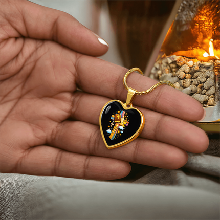 Holy Bible & Chalice Heart Necklace – Christian Gift for Kids