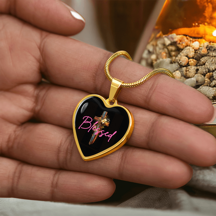 Inspiring Heart Cross Graphic Heart Necklace – Christian Gift for Women